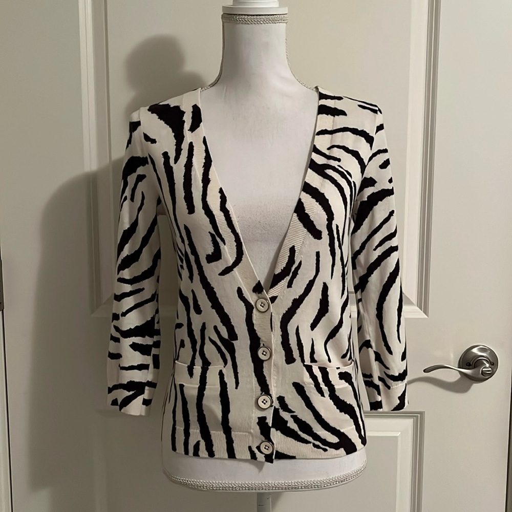 Club Monaco Cashmere-blend Animal Print Cardigan Sweater